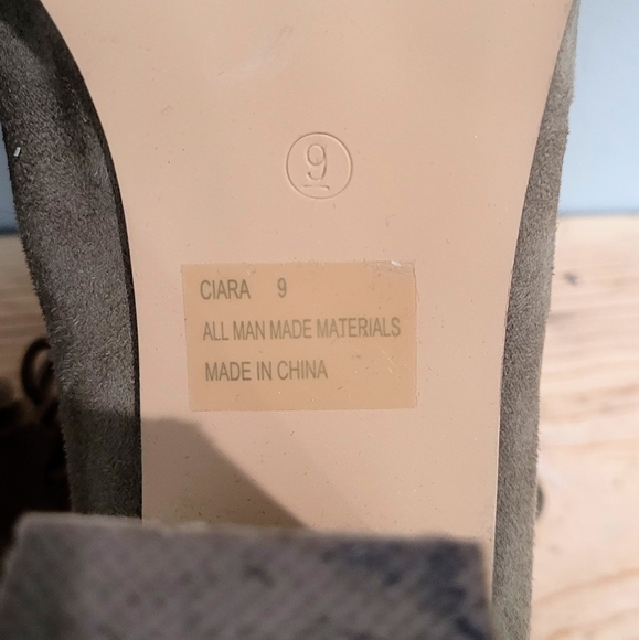 Charlotte Russe Green Faux Suede Open Toe Ankle Booties Womens Size 9 Lace Up - Picture 11 of 11